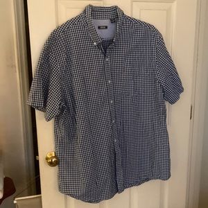 Men’s Izod 100% cotton gingham blue checkered shirt, XXL button down collar